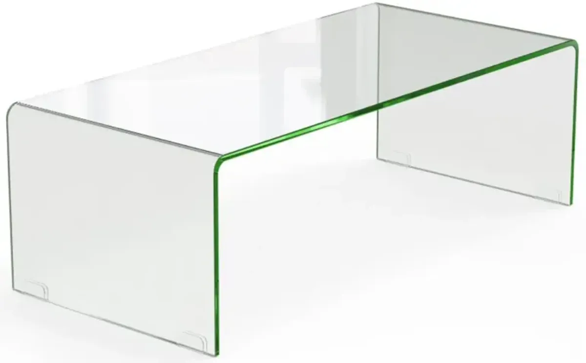 Hivvago 42.5 x 20 x 14 Inch Glass Coffee Table with Rounded Edges for Living Room