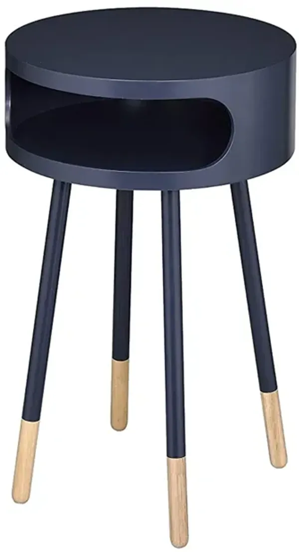 Sonria Round End Table, Black & Natural-Benzara