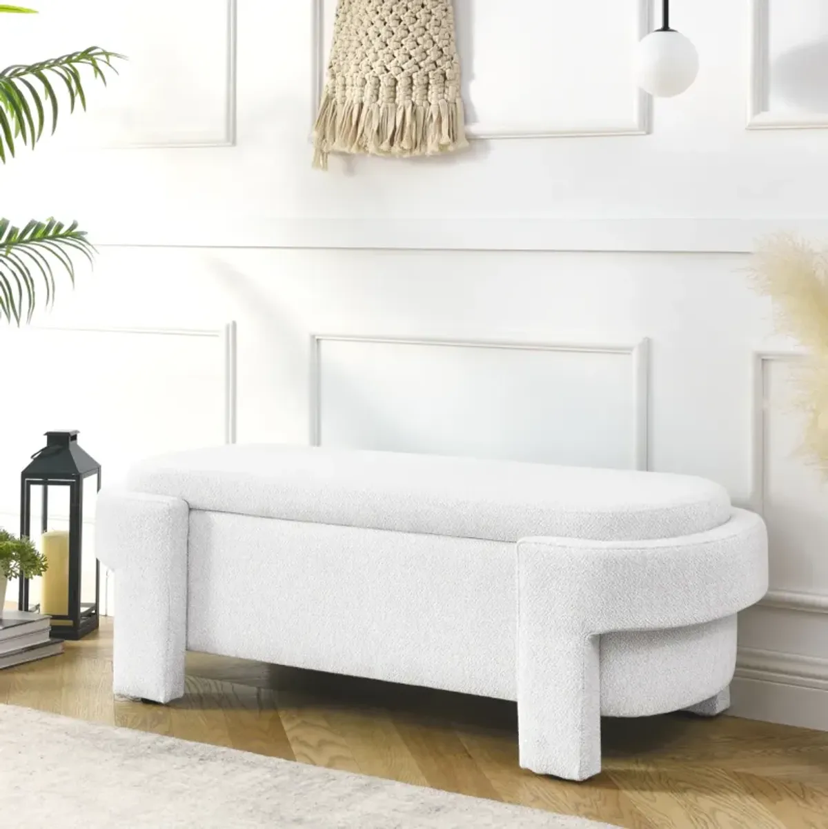 Linen Fabric Upholstered Bench With Large Storage Space For The Living Room, Entryway And Bed