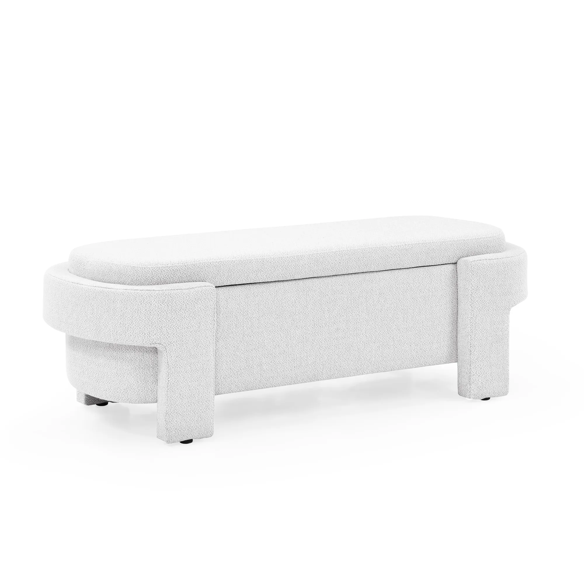 Linen Fabric Upholstered Bench with Large Storage Space for the Living Room, Entryway and Bedroom,White,( 51.5"x20.5"x17" )