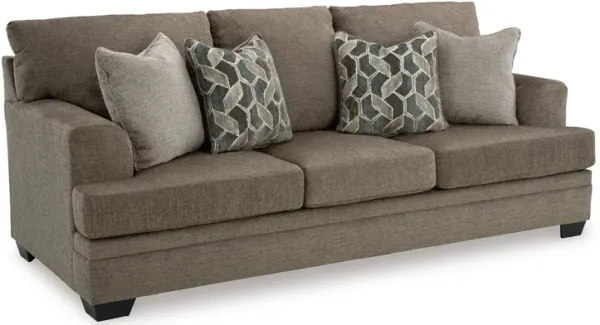 Ead Queen Size Sofa Sleeper, 4 Accent Pillows, Nutmeg Brown Polyester - Benzara