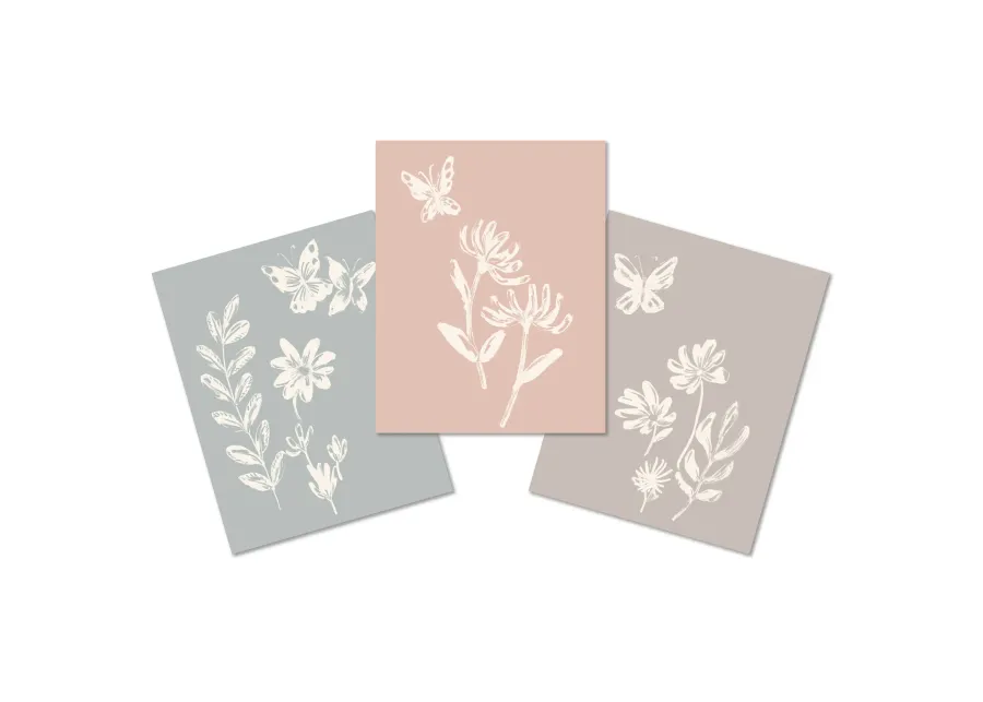 Lambs & Ivy Baby Blooms 3 Piece Floral Unframed Nursey/Child Wall Art 11� x 14�