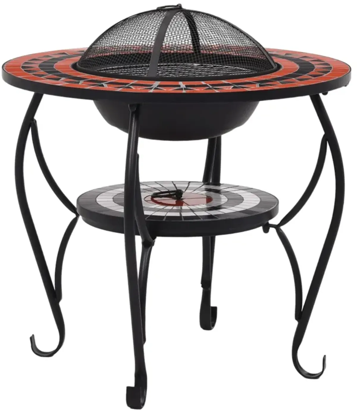 vidaXL Mosaic Fire Pit Table Terracotta and White 26.8" Ceramic