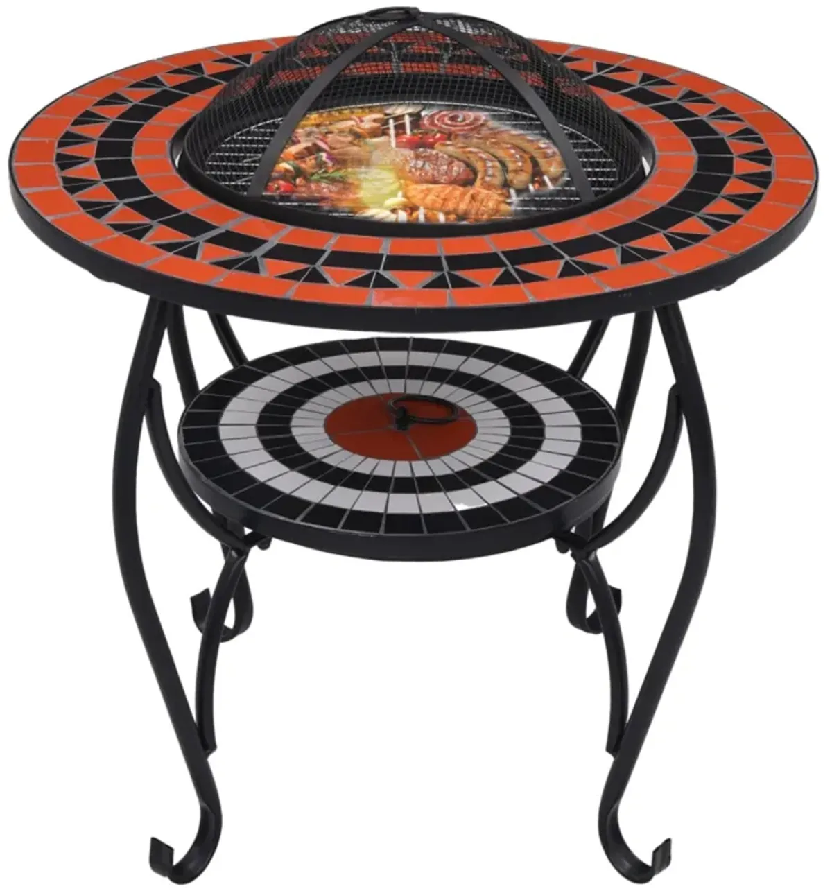 vidaXL Mosaic Fire Pit Table Terracotta and White 26.8" Ceramic