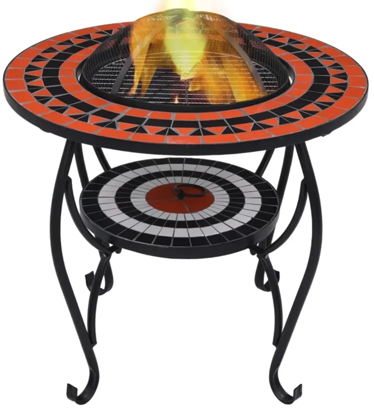 vidaXL Mosaic Fire Pit Table Terracotta and White 26.8" Ceramic