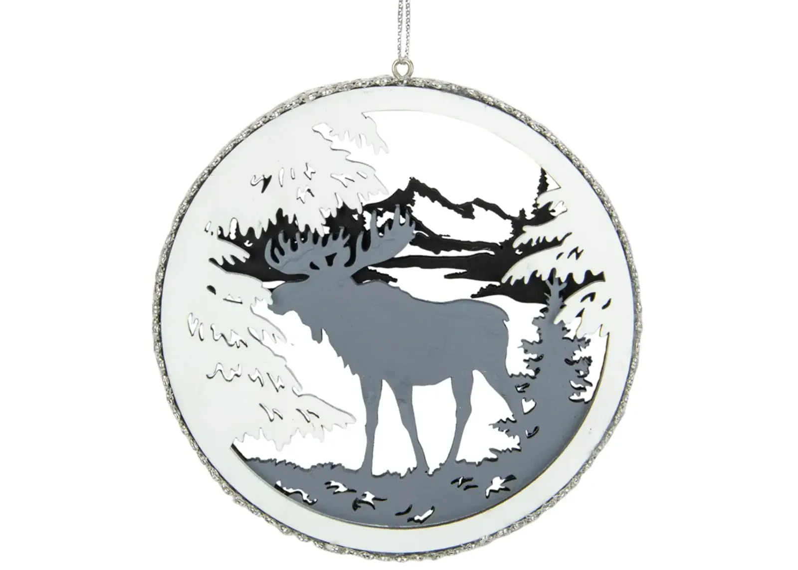 4.25" Gray Moose 2-D Cut-Out Silhouette Christmas Ornament