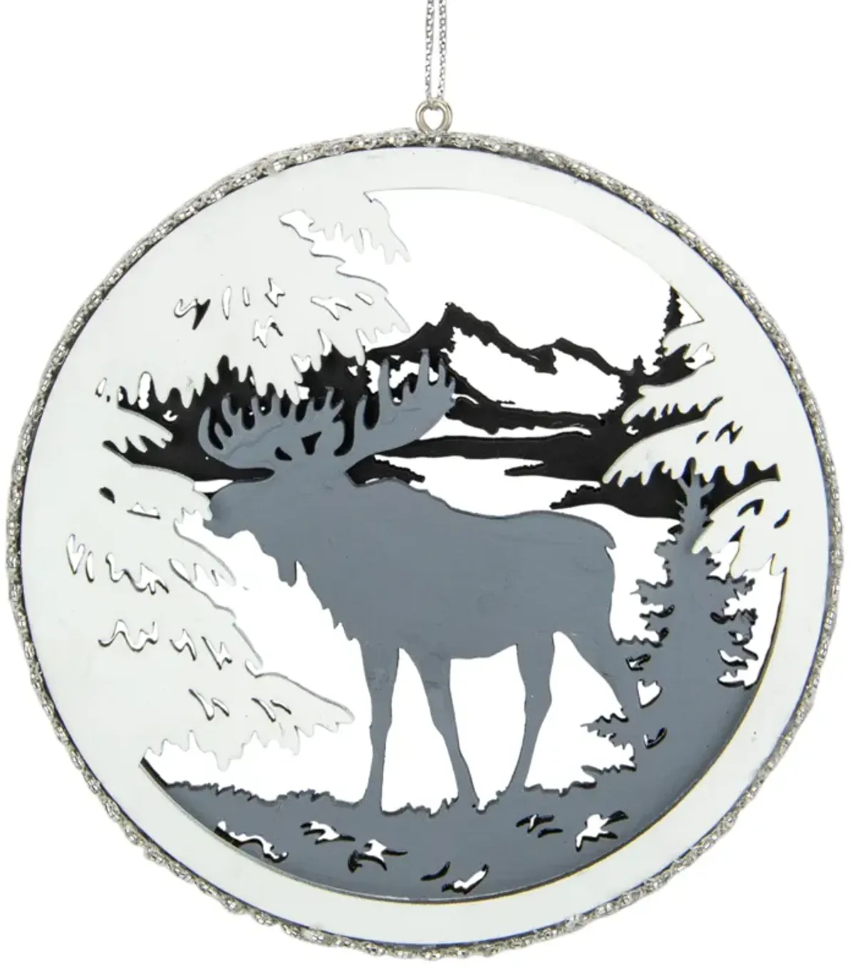 4.25" Gray Moose 2-D Cut-Out Silhouette Christmas Ornament