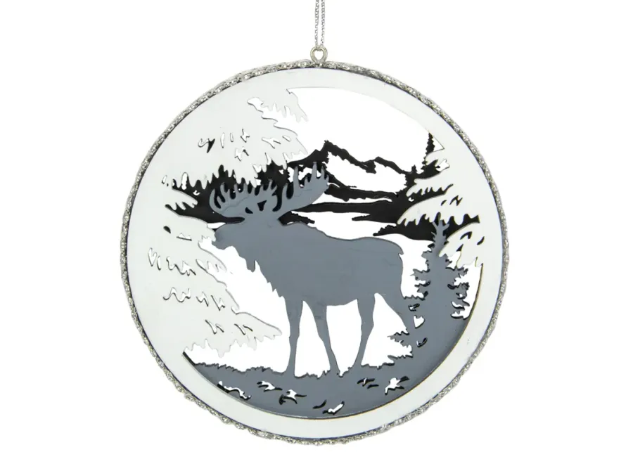 4.25" Gray Moose 2-D Cut-Out Silhouette Christmas Ornament