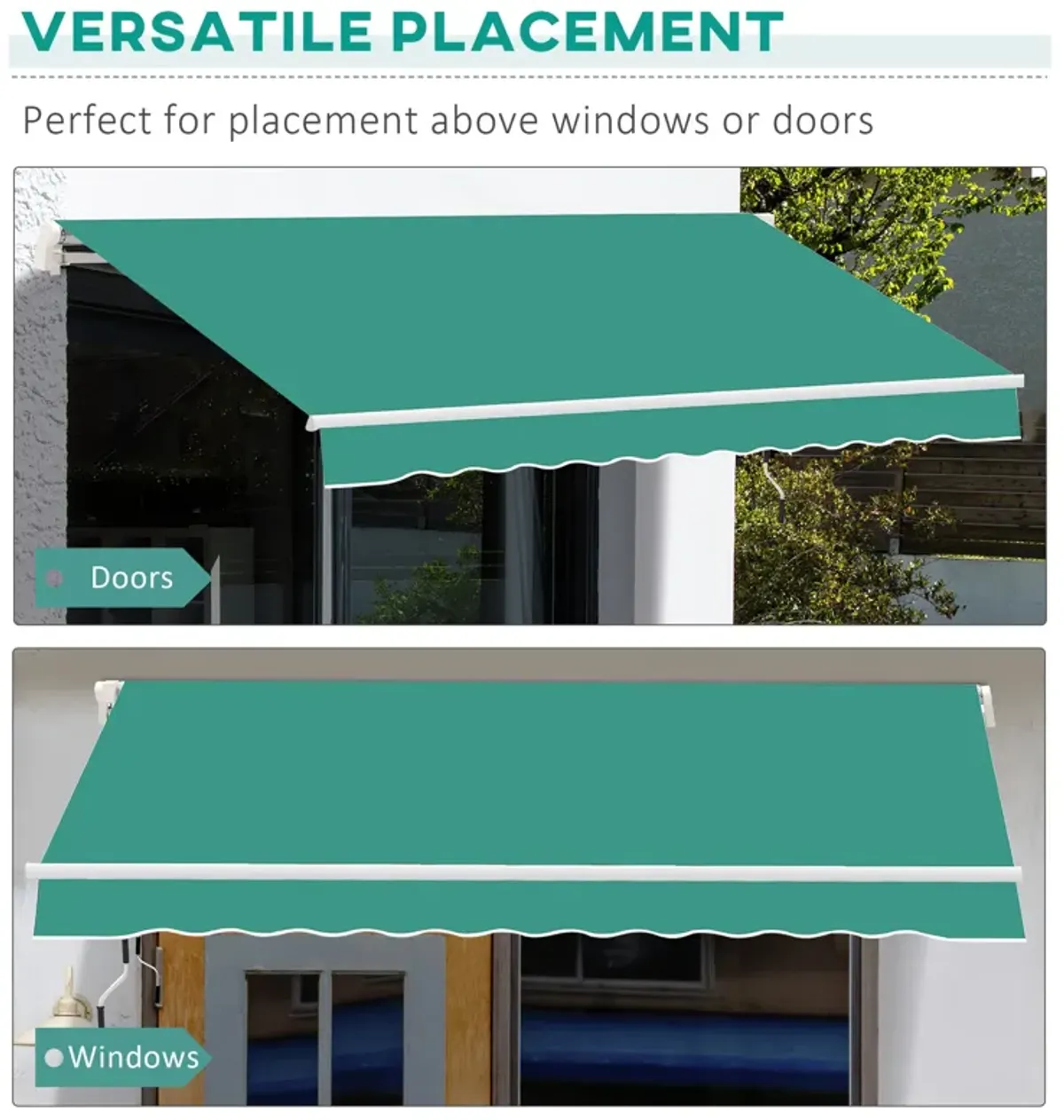 Green Patio Protector: 13'x8' Durable Manual Retractable Yard Awning