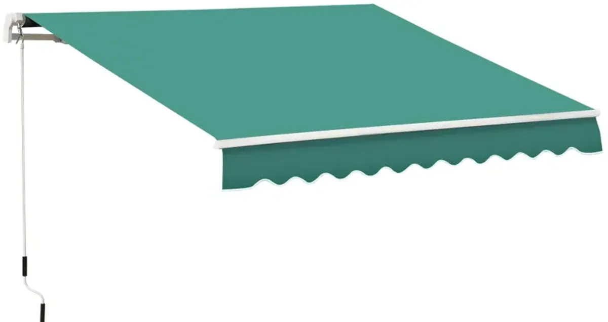 Green Patio Protector: 13'x8' Durable Manual Retractable Yard Awning