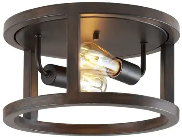 Atelier 2-Light Iron Rustic Industrial LED Flush Mount