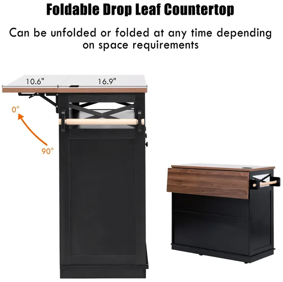Merax Farmhouse Kitchen Island with Drape of Beads