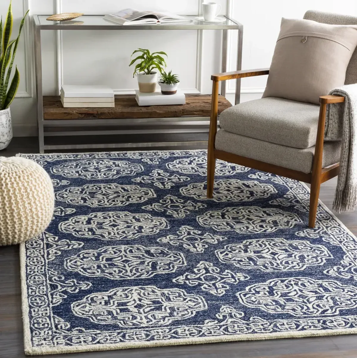 Granada GND-2308 6' Round Blue Rug