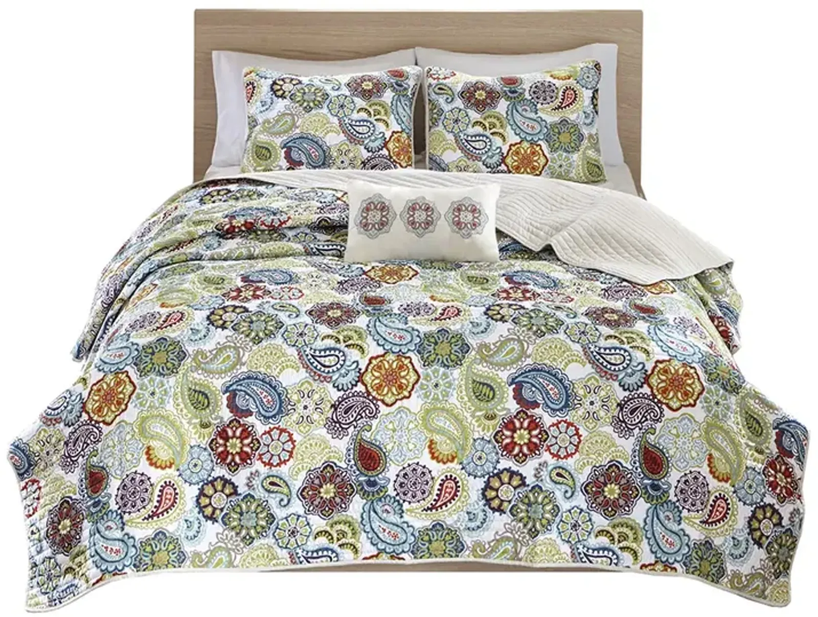 Gracie Mills Rhydian Reversible Paisley Quilt Set with Throw Pillow