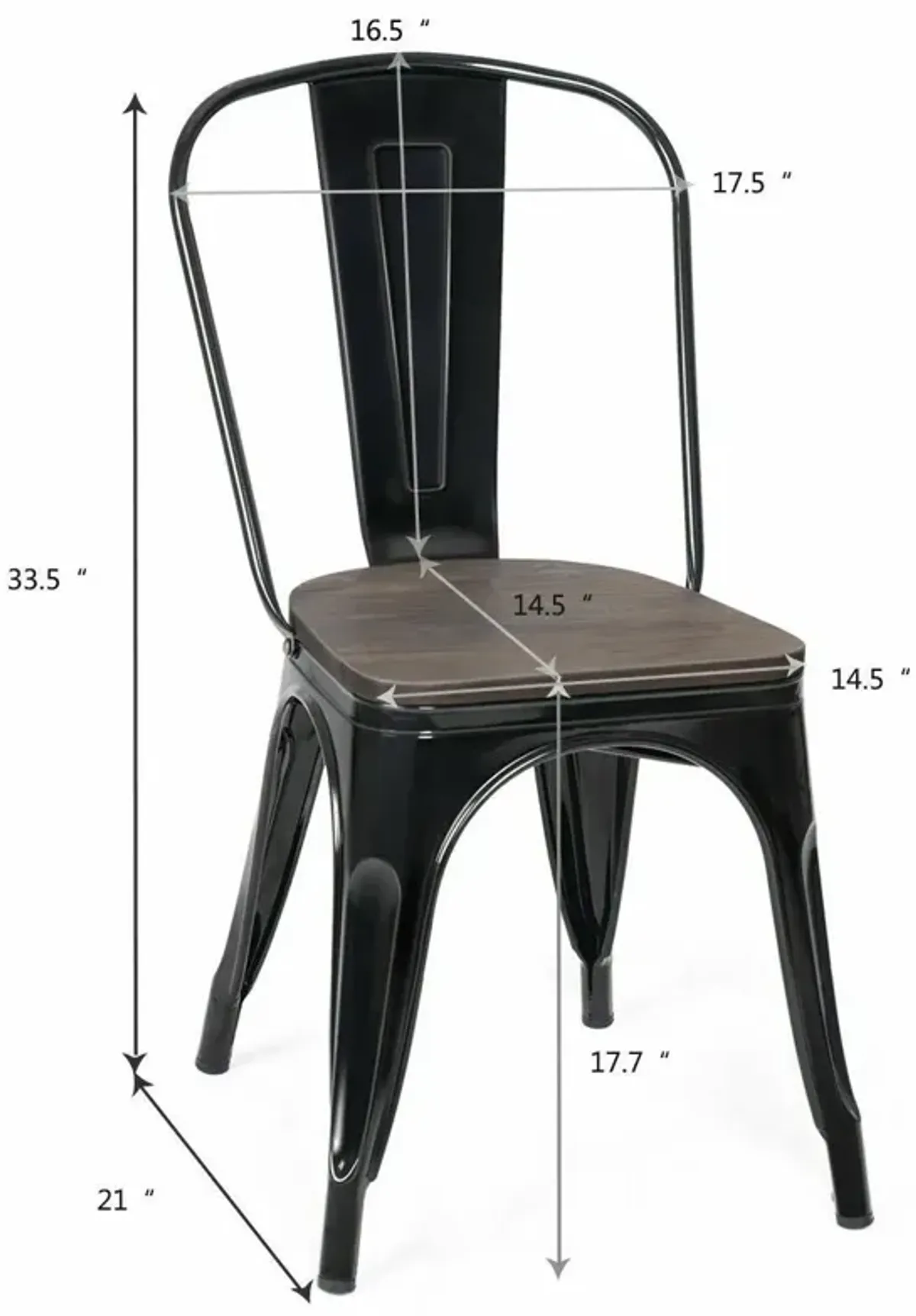 18 Inch Height Set of 4 Stackable Style Metal Wood Dining Chair