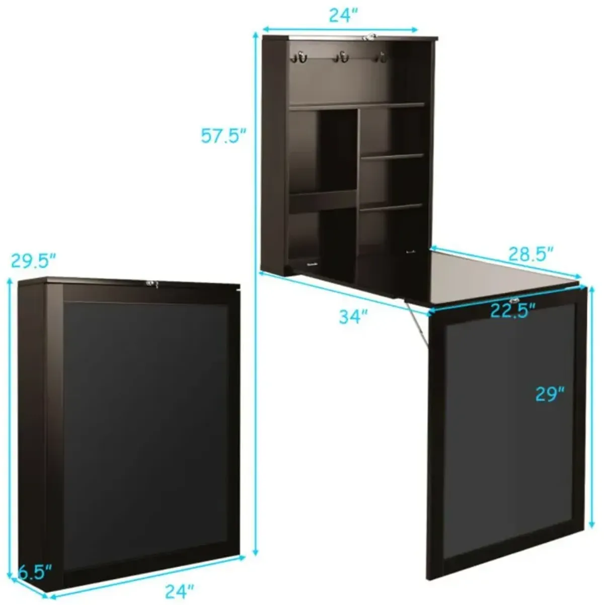 Hivvago Convertible Wall Mounted Table with A Chalkboard