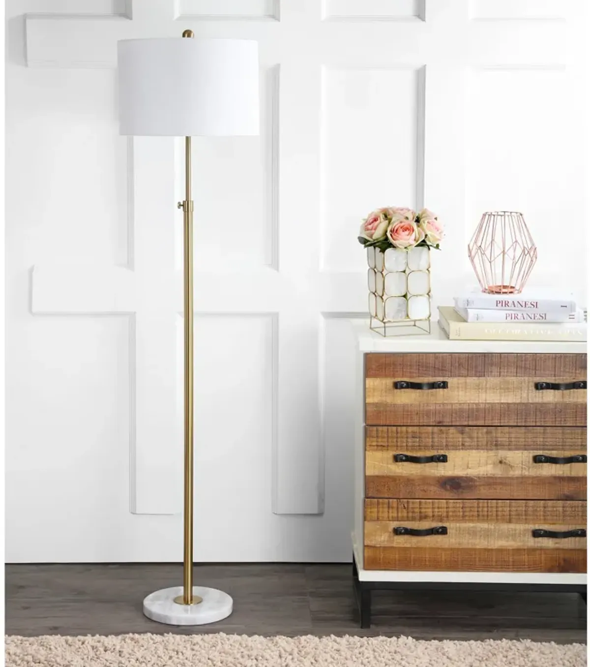 June Adjustable Metal/Marble LED Floor Lamp