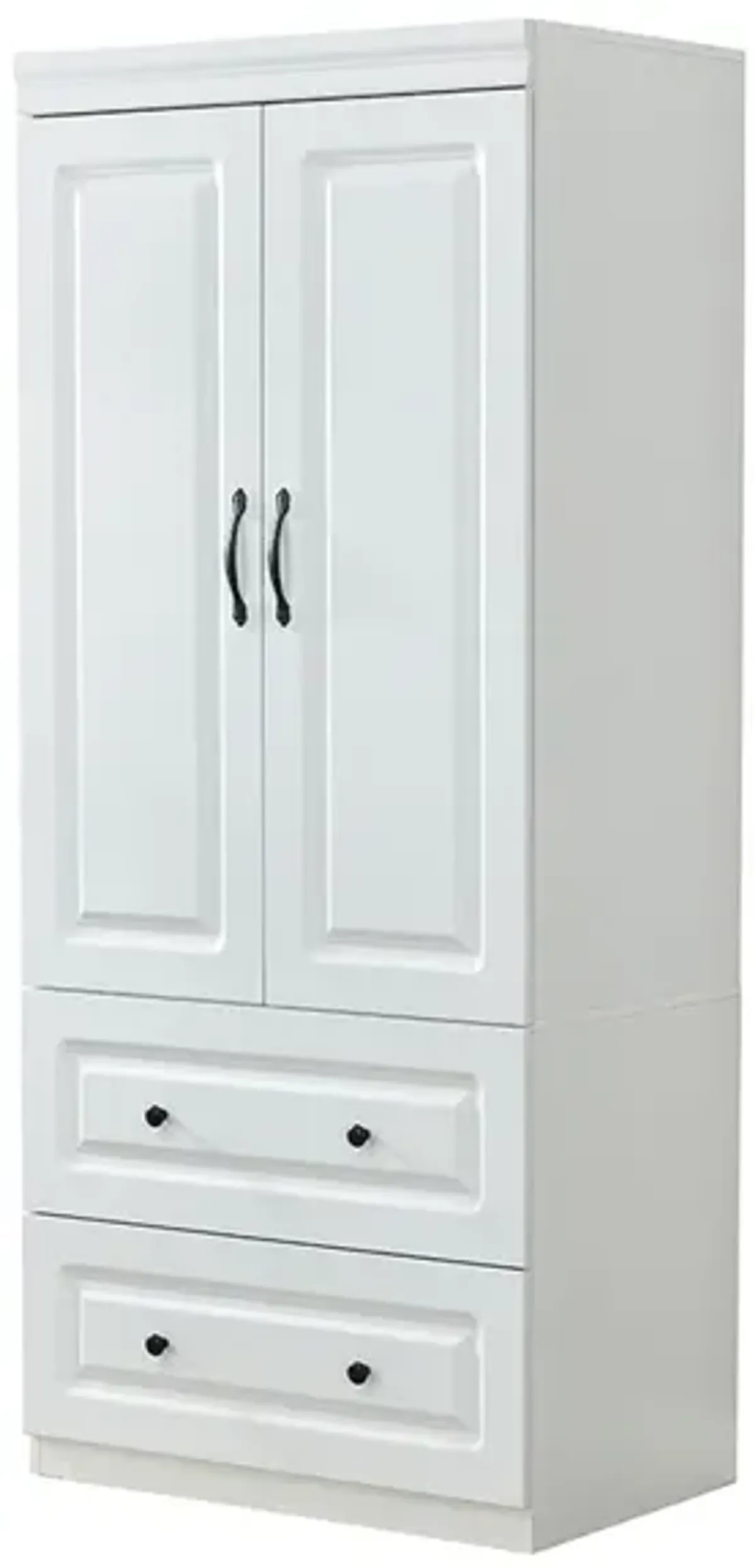 Wardrobe Closet with 2 Doors Wood Armoire Wardrobe Closets Cabinet Wardrobe Cabinet White Storage Cabinet Bedroom Armoires with Hanging Rod 2 Drawers