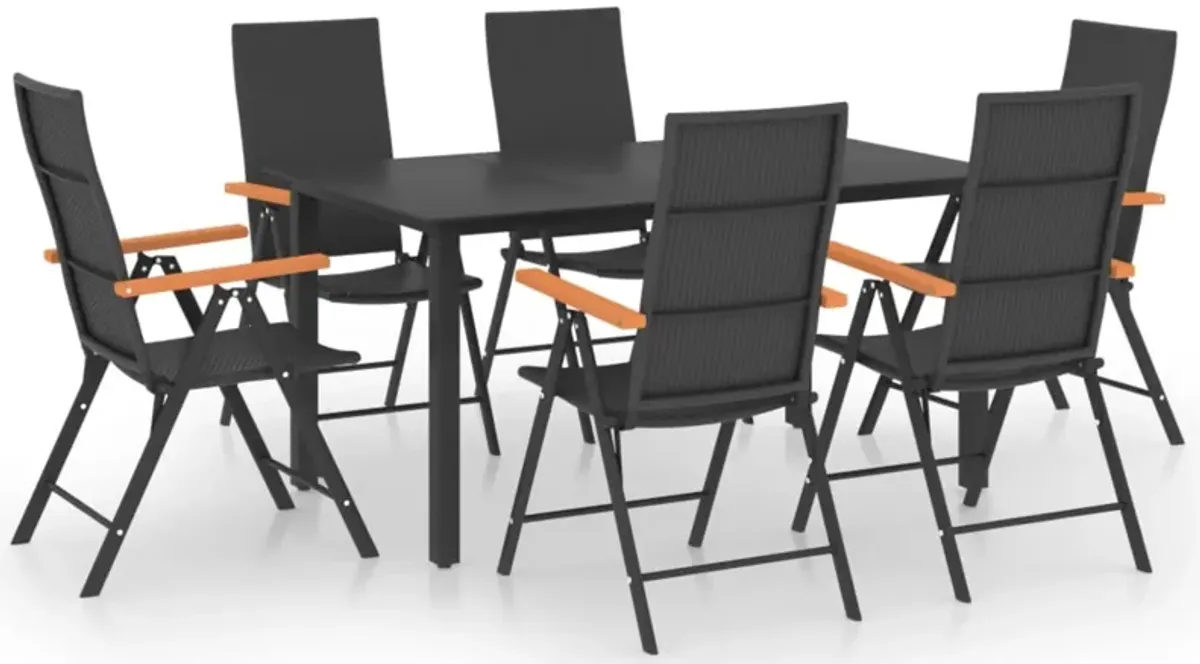 vidaXL 7 Piece Garden Dining Set Black and Brown