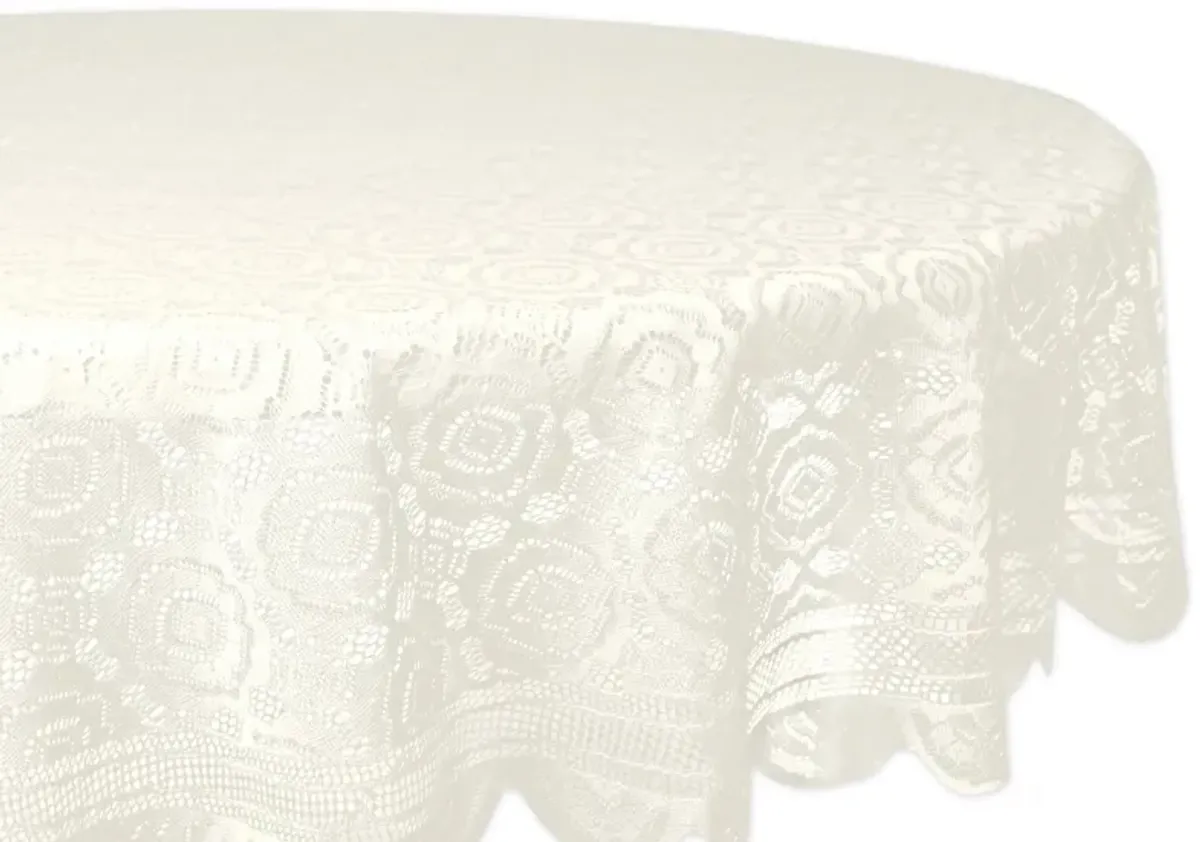 63" White Vintage Lace Round Decorative Tablecloth
