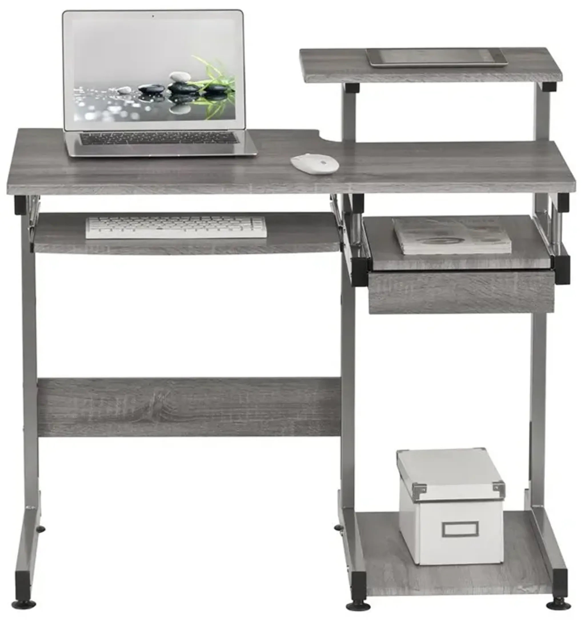 Complete Computer Workstation Desk, Gray | Furniture.com