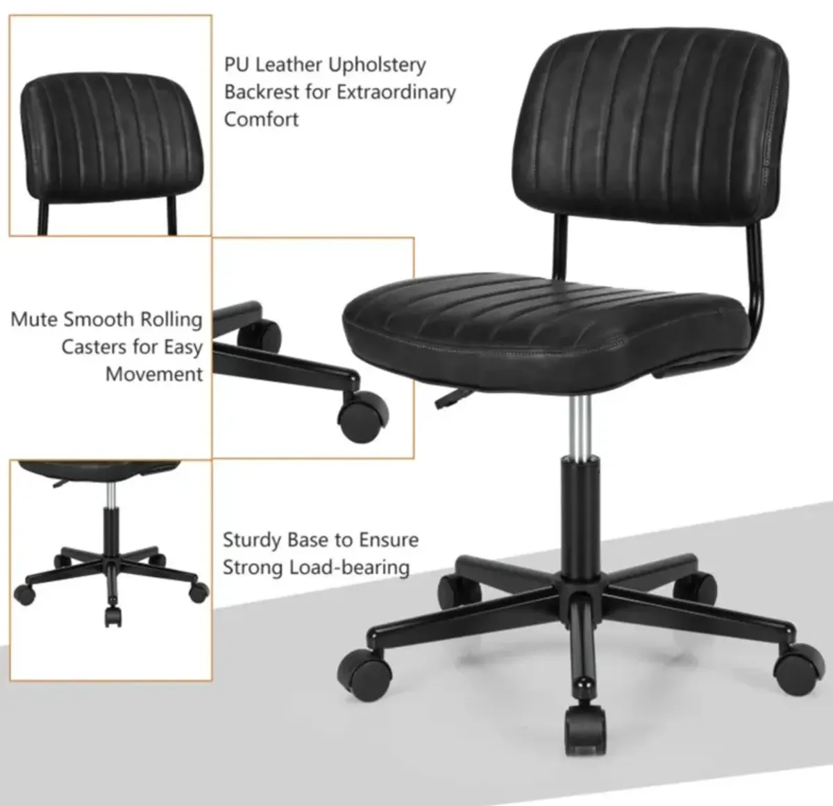 Hivvago PU Leather Adjustable Office Chair  Swivel Task Chair with Backrest