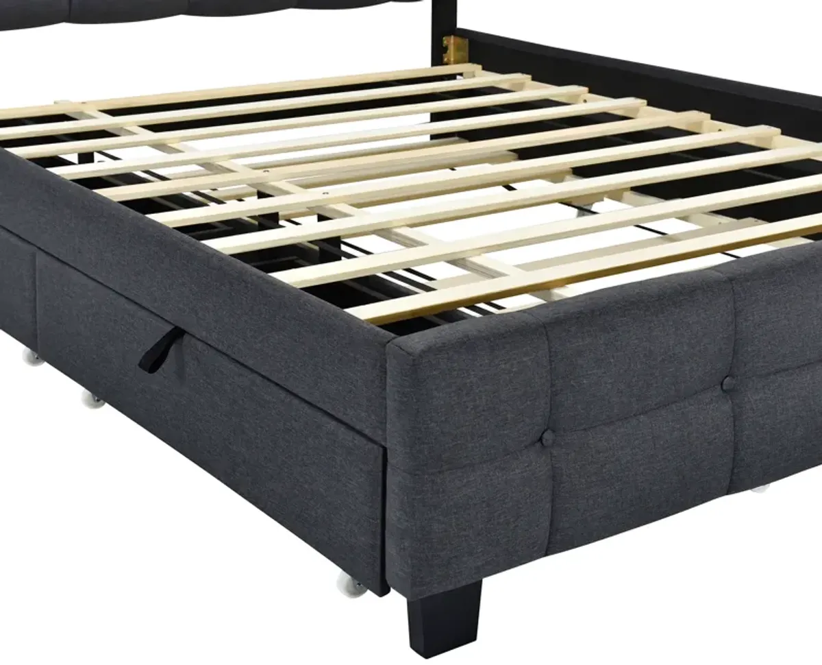 Merax Upholstered Platform Bed with LED Frame