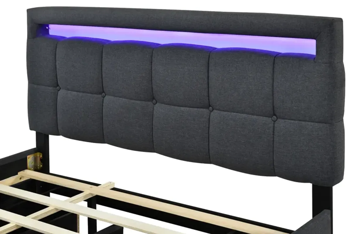 Merax Upholstered Platform Bed with LED Frame