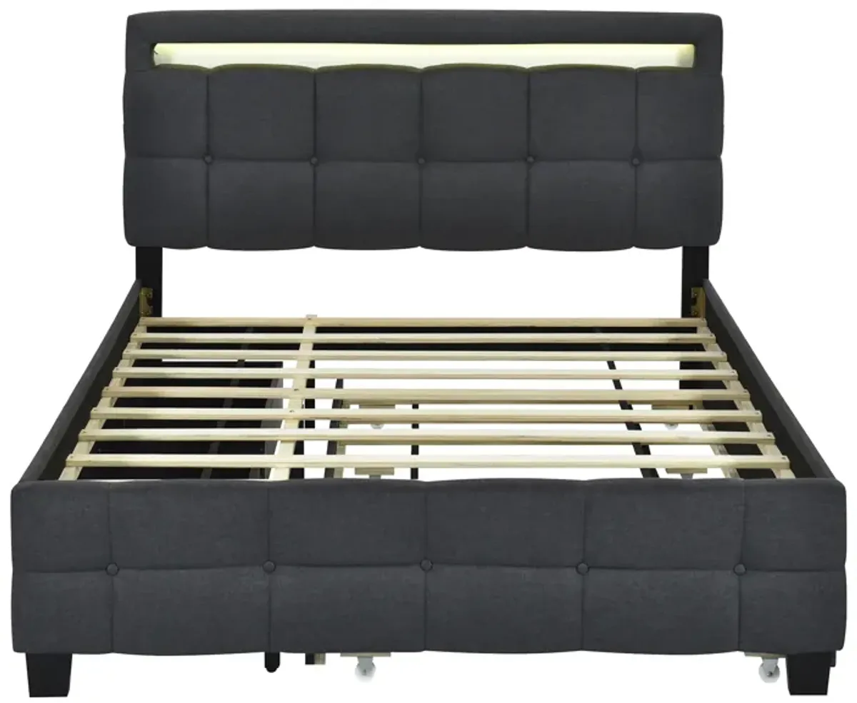 Merax Upholstered Platform Bed with LED Frame