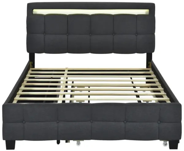 Merax Upholstered Platform Bed with LED Frame