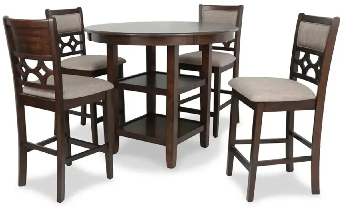 New Classic Furniture Furniture Mitchell 5-Piece Transitional Wood Counter Set in Cherry