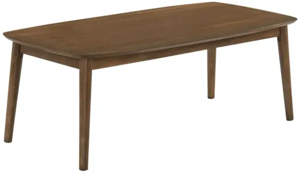 Benjara 47 Inch Traditional Wood Coffee Table, Tapered Angled Legs, Walnut Brown