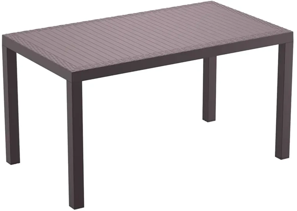 55" Gray Wickerlook Rectangular Patio Dining Table