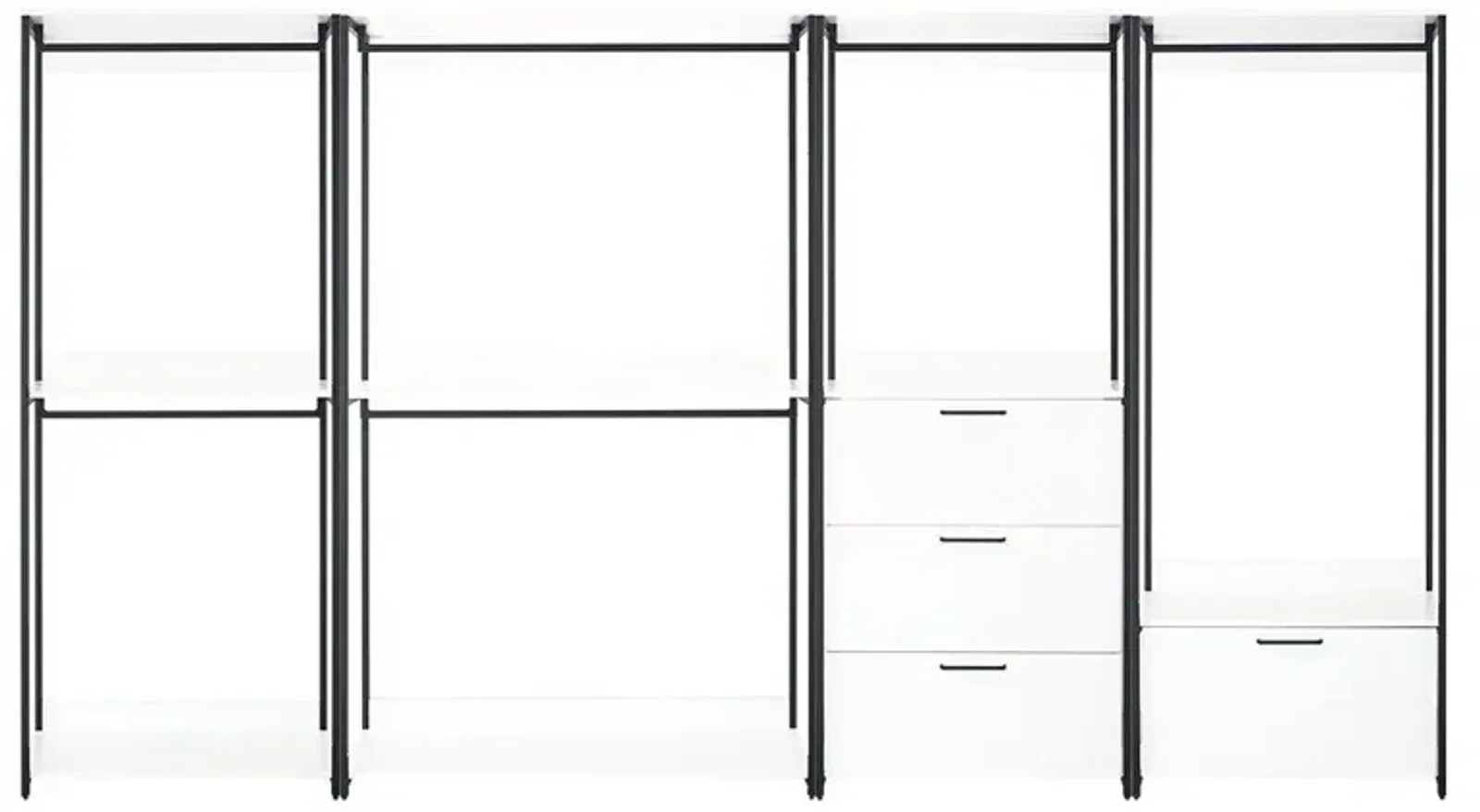 FC Design Klair Living White Freestanding Walk in Wood Closet System with Metal Frame