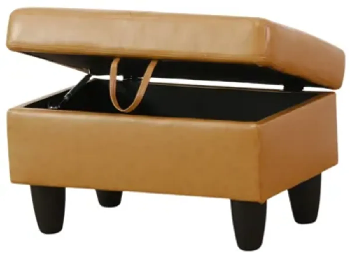 28.5 in. W Faux Leather Rectangle Ottoman with Storage