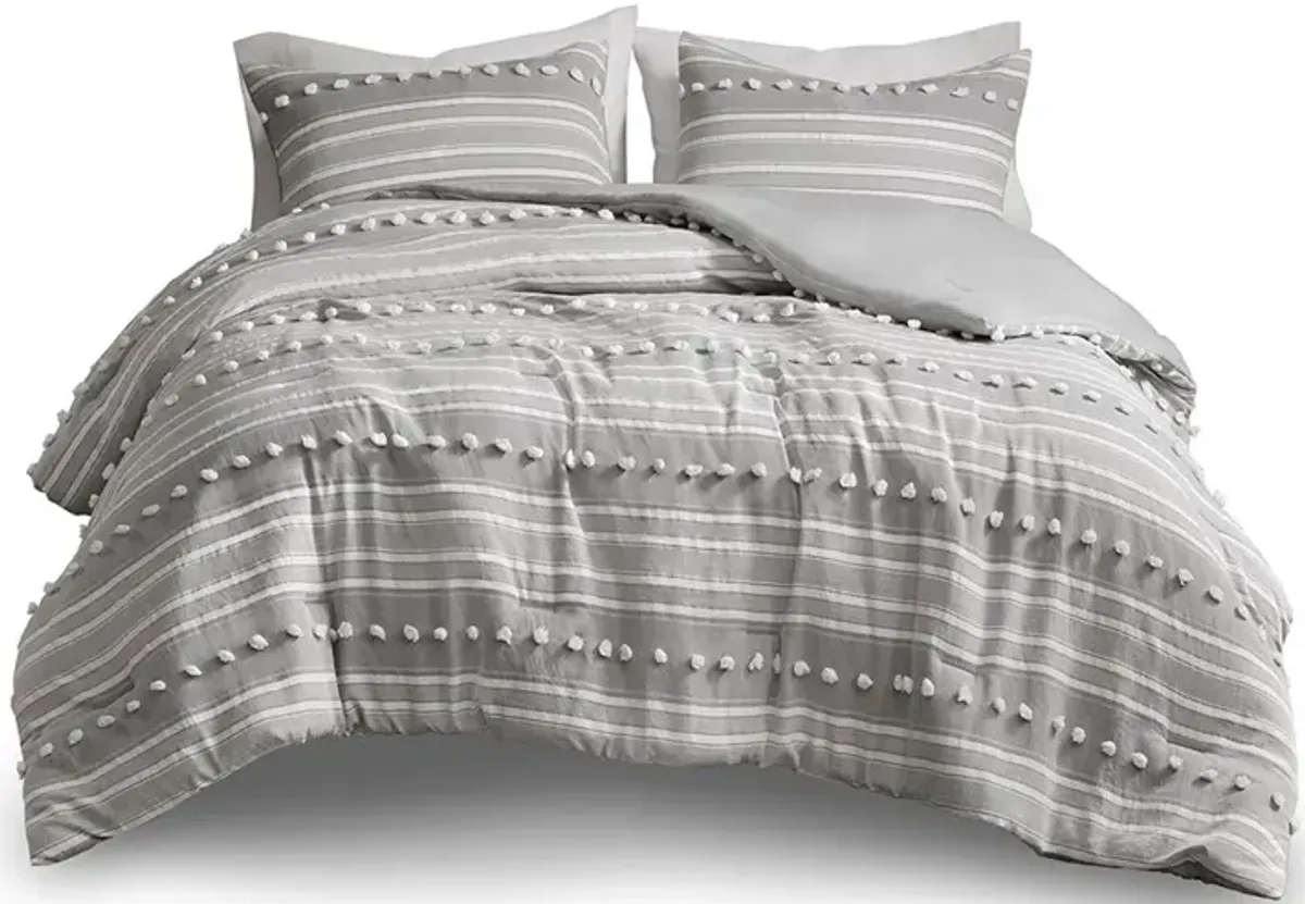 Gracie Mills Dorian Contemporary Striped Clipped Jacquard Comforter Set