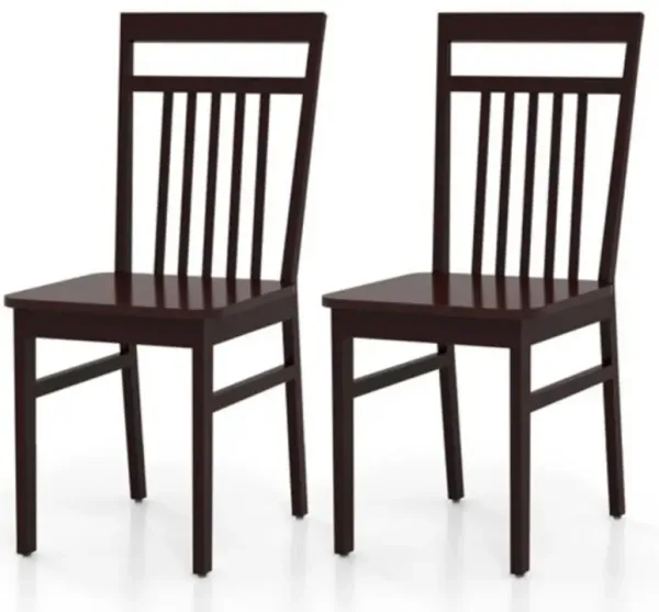 Set of 2 Modern Farmhouse Wood Dining Chairs with High Back Design