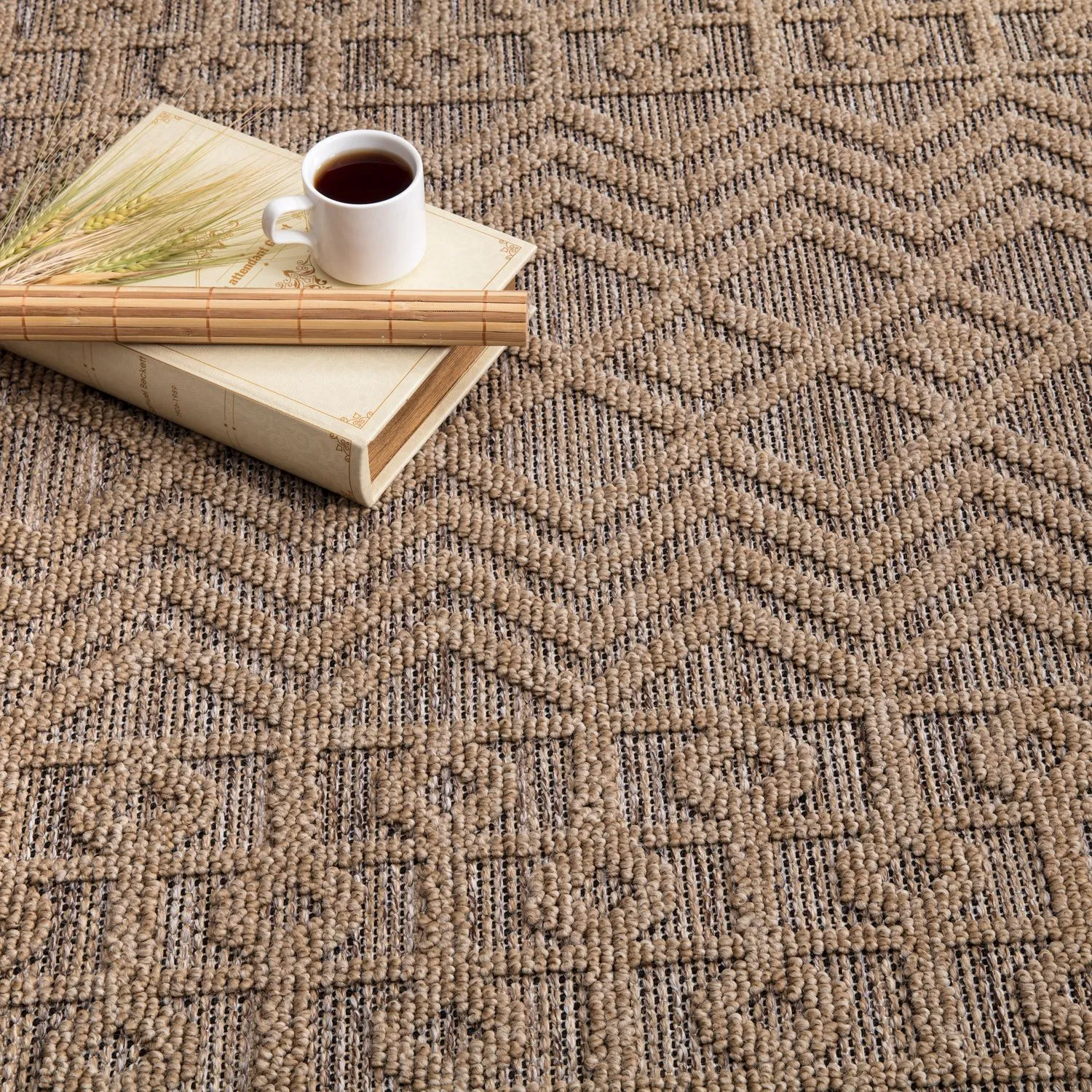 Designer Outdoor Rug with Modern Atzec Pattern