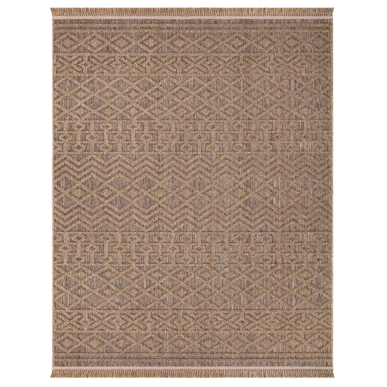 Designer Outdoor Rug with Modern Atzec Pattern