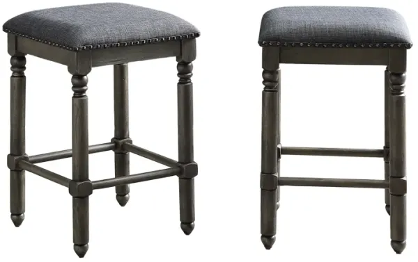 Streamdale Wood Upholstered Swivel Counter Height Stool, Set of 2, Grey
