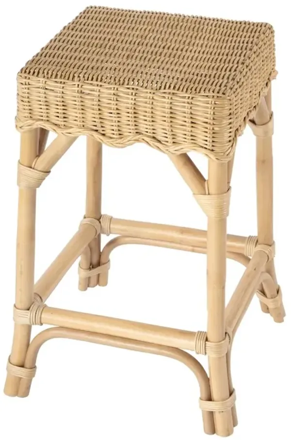 Butler Specialty Flora Rattan Scalloped Counter stool, Light Brown