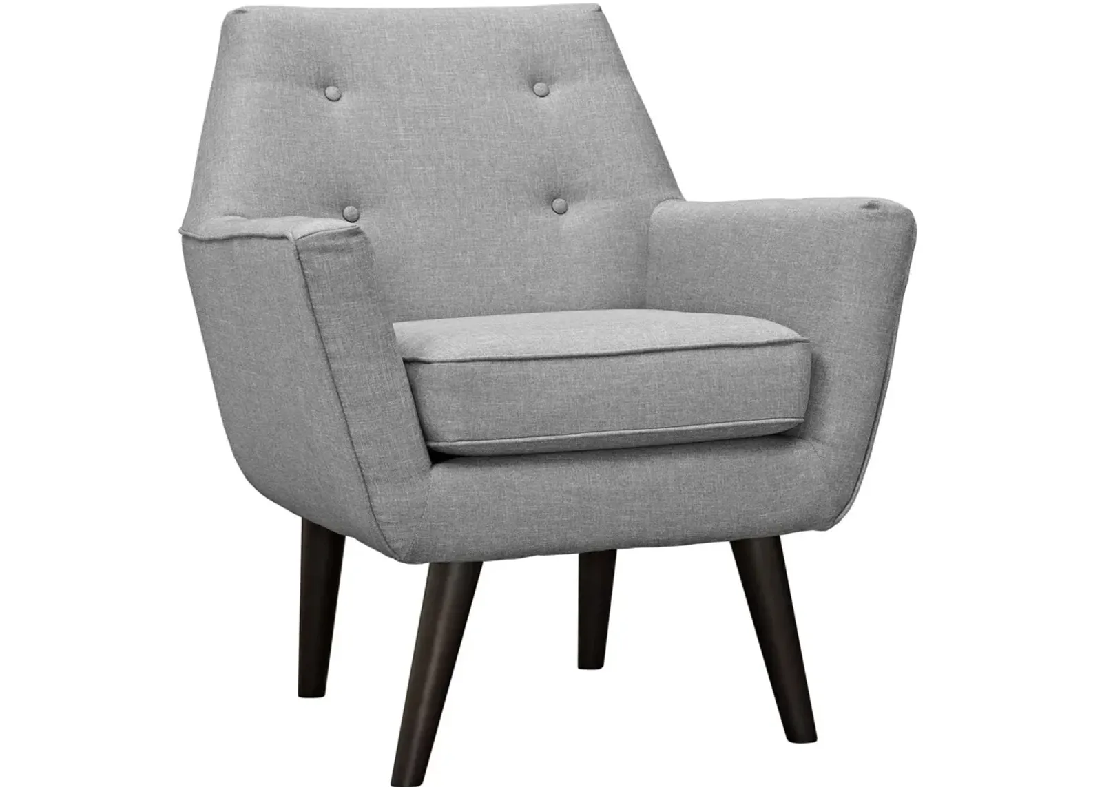 Modway Posit Mid-Century Modern Fabric Upholstered Accent Lounge Arm Chair In Light Gray