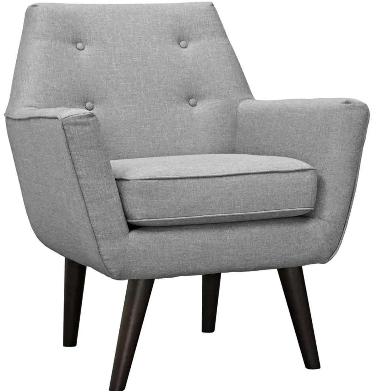 Modway Posit Mid-Century Modern Fabric Upholstered Accent Lounge Arm Chair In Light Gray