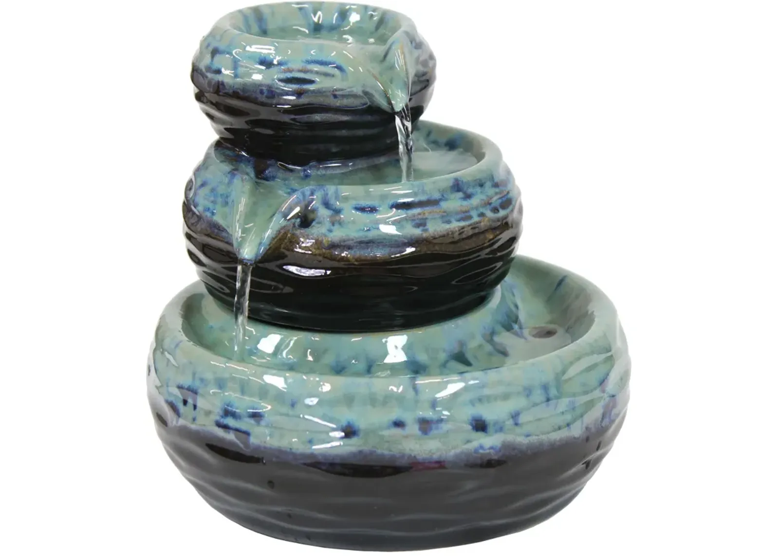 Sunnydaze Modern Textured Bowls Ceramic Indoor 3-Tier Water Fountain - 7 in