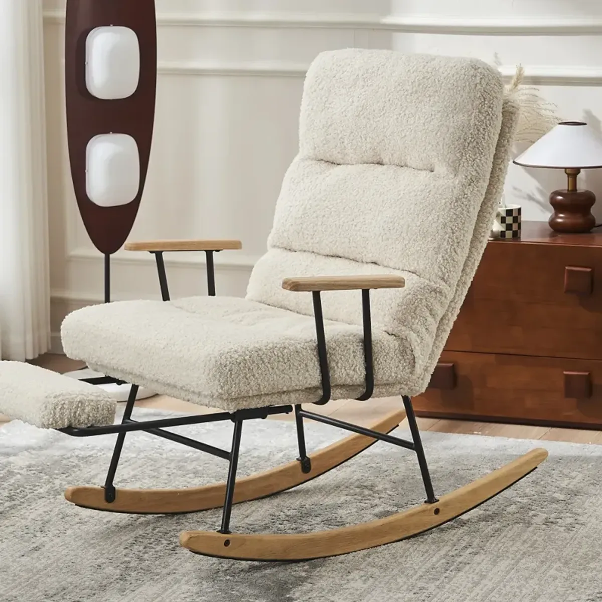 Modern Gliding Rocking Chair with Adjustable Back Angle