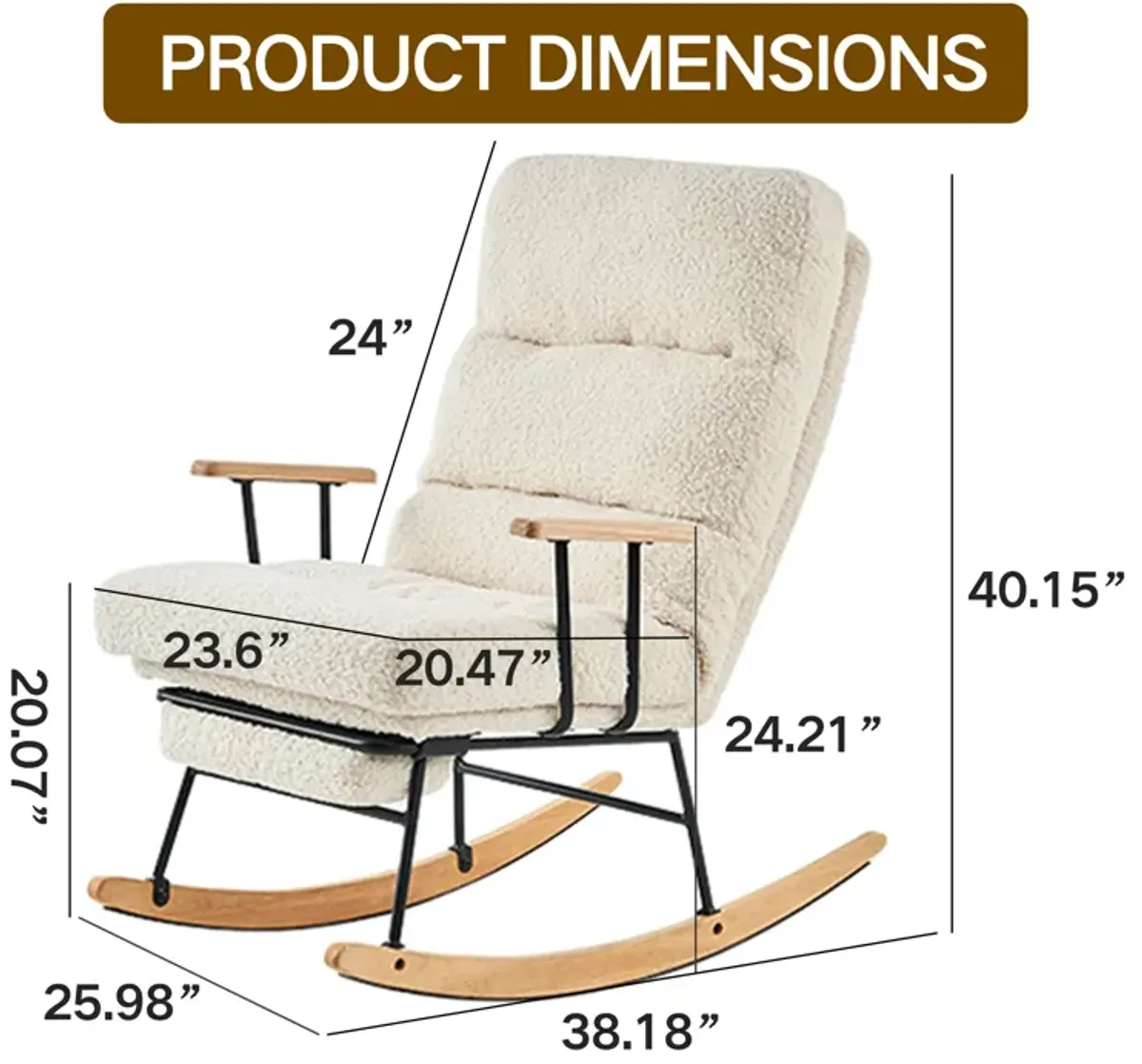 Modern Gliding Rocking Chair with Adjustable Back Angle