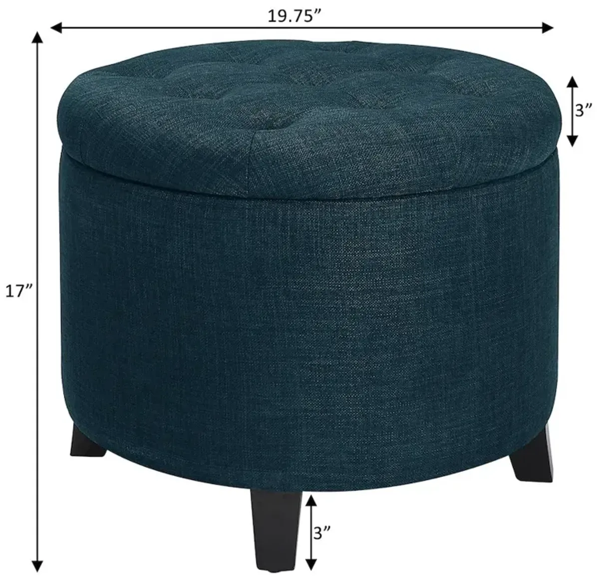 Convenience Concepts Designs4Comfort Round Storage Ottoman