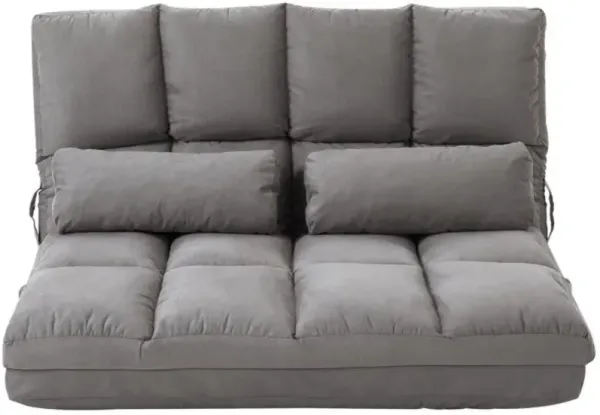 Hivvago Dark Grey Polyester Suede Fabric Floor Sofa Bed Recliner with Adjustable Back