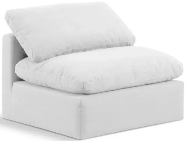 Meridian Furniture Indulge White Linen Textured Fabric Armless Chair