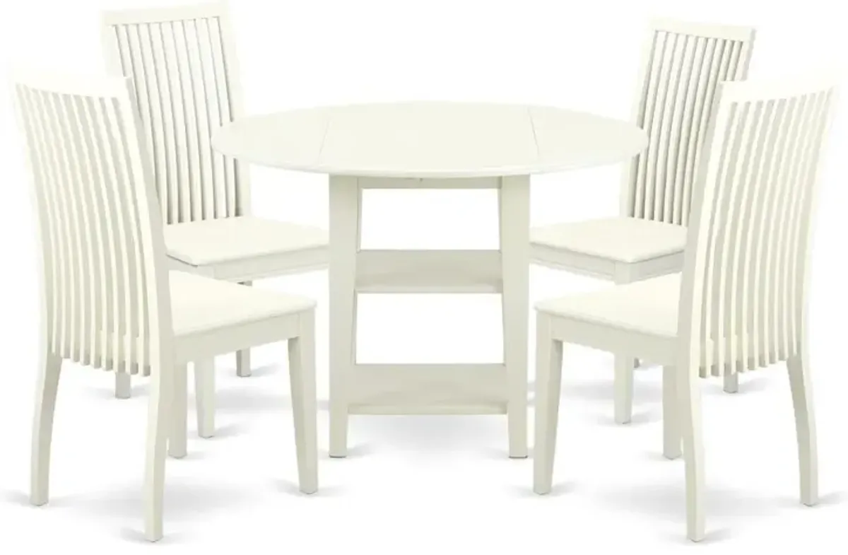 Dining Room Set Linen White, SUIP5-LWH-W